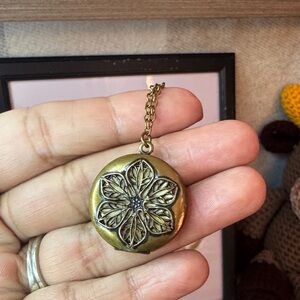 Floral Brass Locket Necklace